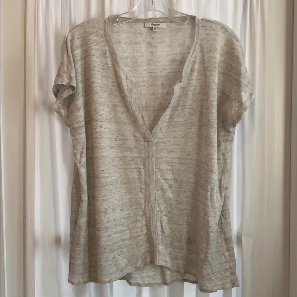 MADEWELL split neck sweater tee in speckled grey